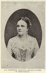 H. H. Antoinette Charlotte, regierende Herzogin von Anhalt-Dessau von English Photographer