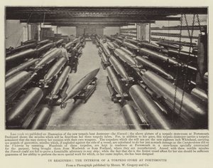 In Bereitschaft, das Innere eines Torpedolagers in Portsmouth von English Photographer