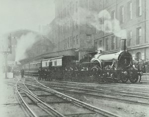 Letzter Breitspurzug verlässt den Paddington Station, 1892