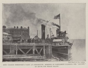 Die Party von Lord Charles Beresford in Portsmouth, Mitglieder des Parlaments besteigen die Magnet, auf dem Weg zur Whale Island von English Photographer