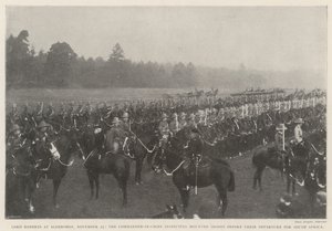 Lord Roberts in Aldershot, 25. November, der Oberbefehlshaber inspiziert berittene Truppen vor ihrer Abreise nach Südafrika von English Photographer