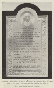 Denkmal in Broad Hembury zum Gedenken an den Reverend A M Toplady, der 