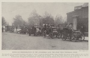 Motorwagen-Demonstrationen des Automobilclubs, der Start vom Whitehall Court