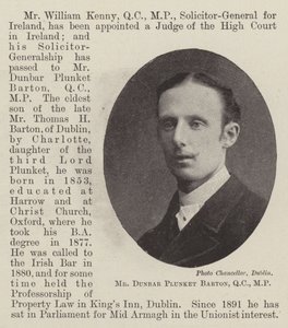 Mr. Dunbar Plunket Barton, QC, MP von English Photographer