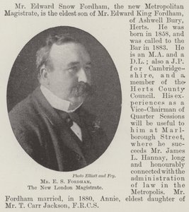 Mr. E. S. Fordham, der neue Londoner Magistrat von English Photographer