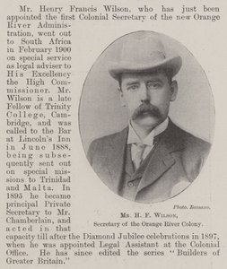 Mr H F Wilson, Sekretär der Orange River Colony