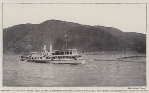 Eröffnung der Eisernen Tore, der österreichische Kaiser und die Könige von Rumänien und Serbien an Bord der Franz Joseph von English Photographer