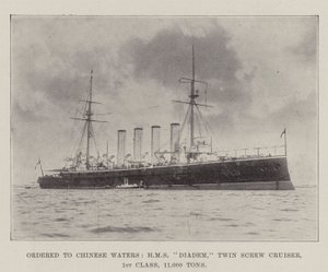 Befehl nach chinesischen Gewässern, HMS Diadem, Doppelschrauben-Kreuzer, 1. Klasse, 11.000 Tonnen von English Photographer