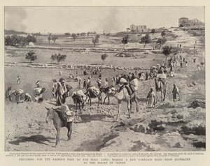 Vorbereitung auf den Besuch des Kaisers im Heiligen Land, Bau einer neuen Kutschenstraße von Jerusalem zum Ölberg von English Photographer
