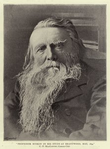 Professor Ruskin in seinem Arbeitszimmer in Brantwood, Mai 1894 von English Photographer