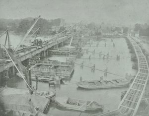Putney Bridge: Graben des Fundaments für die neue Brücke, 1883