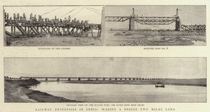 Eisenbahnunternehmen in Indien, Bau einer zwei Meilen langen Brücke von English Photographer