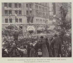 Empfang der kalifornischen Truppen in San Francisco bei ihrer Ankunft aus Manila von English Photographer