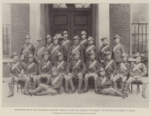 Vertreter der Honourable Artillery Company in den City Imperial Volunteers, die berittene Abteilung in Khaki von English Photographer