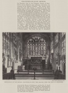 Restaurierung der Kirche, Stratford-on-Avon, der Chor mit dem Grab von Shakespeare