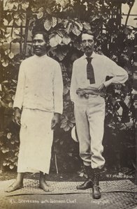 Robert Louis Stevenson mit einem samoanischen Häuptling von English Photographer
