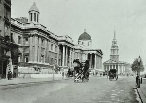 Saint Martin in the Fields und die National Gallery, Trafalgar Square, Westminster LB: Nordseite Blick nach Osten, 1896 von English Photographer