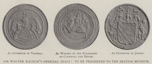 Sir Walter Raleghs offizielle Siegel, die dem British Museum übergeben werden sollen von English Photographer