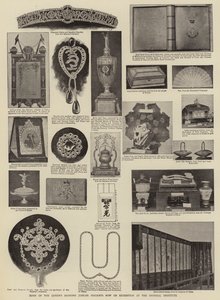 Einige der Diamantjubiläumsgeschenke der Königin, die jetzt im Imperial Institute ausgestellt sind