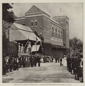 Rede Tag an der Harrow Schule, 7. Juli, warten auf den Prinzen und die Prinzessin von Wales von English Photographer