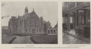 Die St. Deiniols Bibliothek, in Erinnerung an Mr. Gladstone, in Hawarden, zu eröffnen von Earl Spencer am 14. Oktober