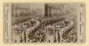 Stereoskopischer Druck des Diamantjubiläums von Königin Victoria, 28. Juni 1897 von English Photographer