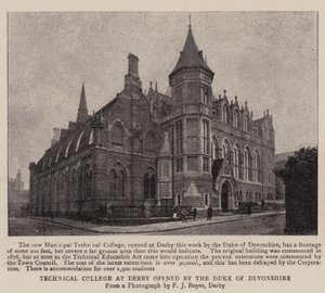 Technische Hochschule in Derby, eröffnet vom Herzog von Devonshire