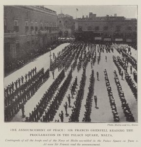 Die Friedensverkündung, Sir Francis Grenfell liest die Proklamation auf dem Palastplatz in Malta von English Photographer