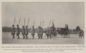 Die Assize-Prozession in Chester, die Javelin-Männer in ihren neuen Beefeater-Kostümen von English Photographer