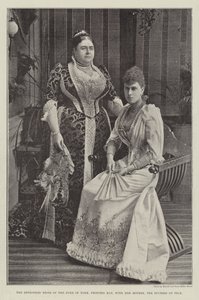 Die verlobte Braut des Herzogs von York, Prinzessin May, mit ihrer Mutter, der Herzogin von Teck von English Photographer