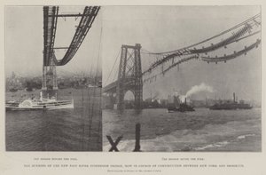 Das Brennen der neuen East River Hängebrücke, die derzeit zwischen New York und Brooklyn gebaut wird von English Photographer