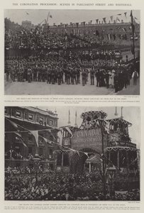Die Krönungsprozession, Szenen in der Parliament Street und Whitehall von English Photographer