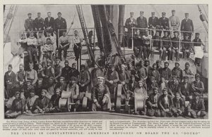 Die Krise in Konstantinopel, armenische Flüchtlinge an Bord der SS Douro von English Photographer
