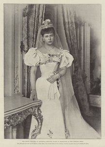 Die Kronprinzessin von Rumänien (Prinzessin Marie von Edinburgh) in ihrem Hochzeitskleid