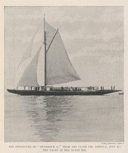 Die Abreise der Shamrock II von der Clyde nach Amerika, 27. Juli, die Yacht in ihrer Ozean-Ausrüstung von English Photographer