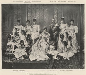 Der Herzog von York und seine Braut mit den Brautjungfern von English Photographer