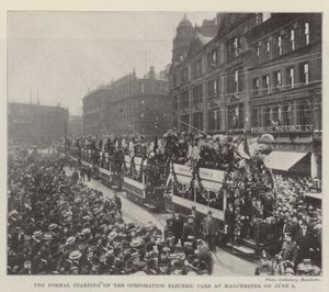 Der formelle Start der städtischen Elektrowagen in Manchester am 6. Juni von English Photographer