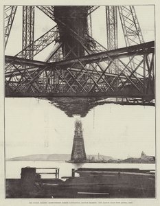 Die Forth-Brücke, Queensferry North Cantilever, unteres Mitglied und Garvie Main Pier (April 1889)