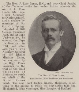 Der ehrenwerte J Rose Innes, erster britischer Oberrichter des Transvaal von English Photographer