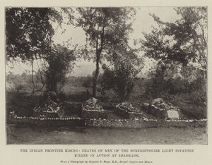 Der indische Grenzaufstand, Gräber von Männern der Somersetshire Light Infantry, die in Shabkadr im Einsatz getötet wurden von English Photographer