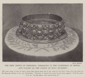 Die Eiserne Krone von Lombardei, aufbewahrt im Dom von Monza und auf den Sarg von König Humbert gelegt