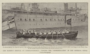 Die Ankunft des Kaisers in Konstantinopel, Verlassen der Hohenzollern in der Kaiserlichen Barke von English Photographer