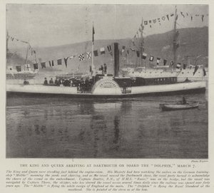 Der König und die Königin kommen am 7. März an Bord der Dolphin in Dartmouth an von English Photographer