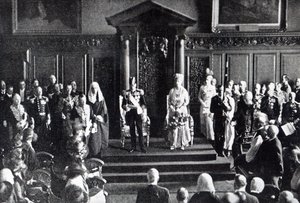 Der König appelliert an das Volk von Irland im Rathaus, Illustration aus 