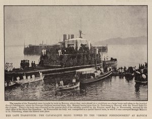 Der verstorbene Zarewitsch, der Katafalk wird zum Georgi Pobedonosetz in Batumi geschleppt von English Photographer