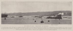 Der Stapellauf der HMS Encounter in Devonport von English Photographer