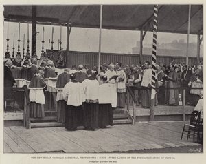 Die neue römisch-katholische Kathedrale, Westminster, Szene bei der Grundsteinlegung am 29. Juni von English Photographer