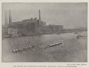 Das Oxford-Cambridge-Universitäts-Bootsrennen, Szene in Hammersmith von English Photographer