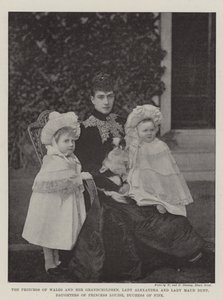 Die Prinzessin von Wales und ihre Enkelinnen, Lady Alexandria und Lady Maud Duff, Töchter von Prinzessin Louise, Herzogin von Fife von English Photographer