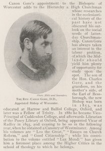 Der ehrwürdige Kanoniker Gore, DD, zum Bischof von Worcester ernannt von English Photographer